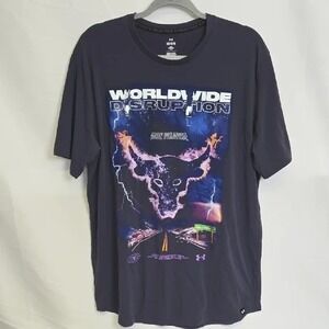 Under Armour Project Rock Worldwide‎ Disruption Graphic Tee Collab Blue Large